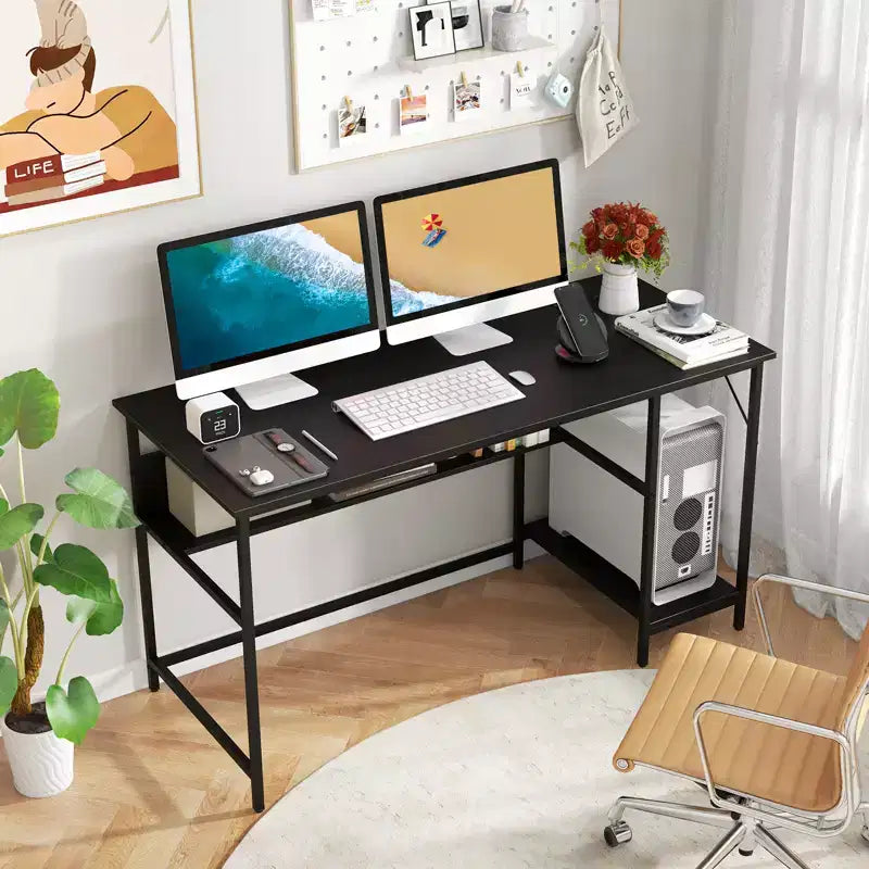 Scrivania per computer da 55" con stazione di ricarica | 4 prese e 2 porte USB | Mensola sotto la scrivania