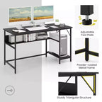 Scrivania per computer da 55" con stazione di ricarica | 4 prese e 2 porte USB | Mensola sotto la scrivania