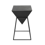 Tavolino moderno triangolare in metallo | Struttura in ferro nero e piano in legno