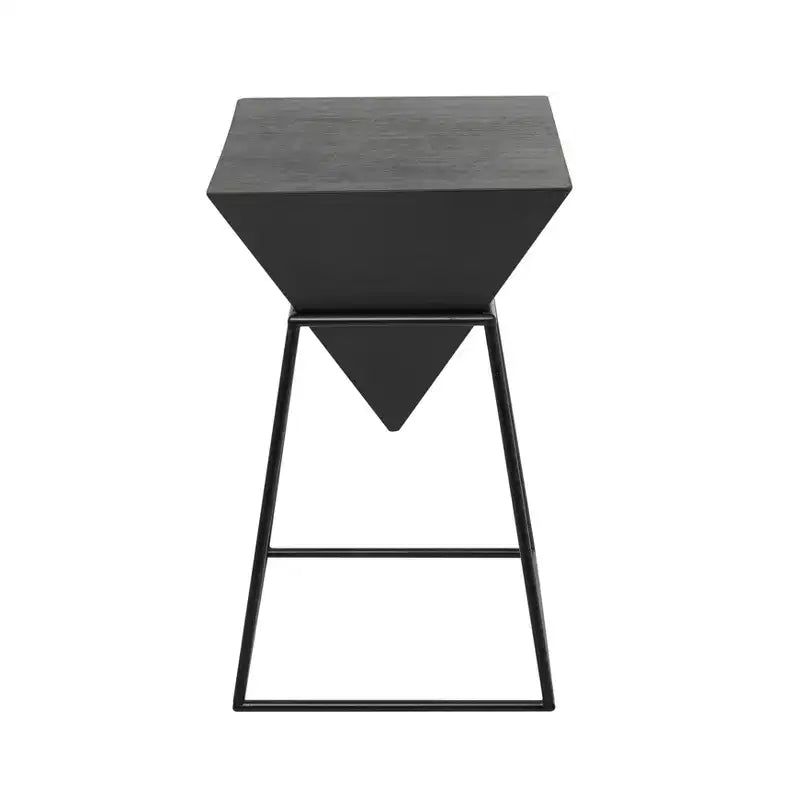 Tavolino moderno triangolare in metallo | Struttura in ferro nero e piano in legno