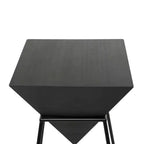 Tavolino moderno triangolare in metallo | Struttura in ferro nero e piano in legno