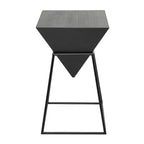 Tavolino moderno triangolare in metallo | Struttura in ferro nero e piano in legno