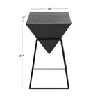 Tavolino moderno triangolare in metallo | Struttura in ferro nero e piano in legno