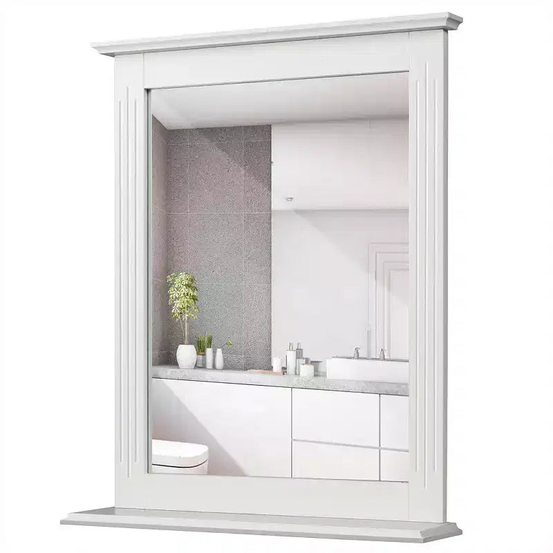 Specchio da bagno a parete con mensola inferiore | Specchio da trucco quadrato per vanity
