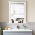 Specchio da bagno a parete con mensola inferiore | Specchio da trucco quadrato per vanity