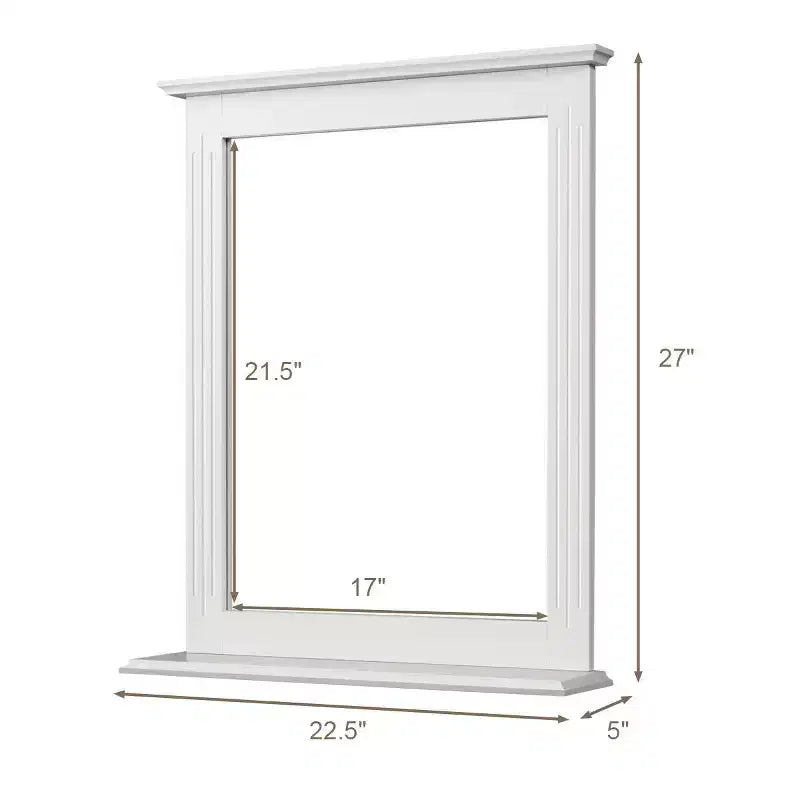 Specchio da bagno a parete con mensola inferiore | Specchio da trucco quadrato per vanity