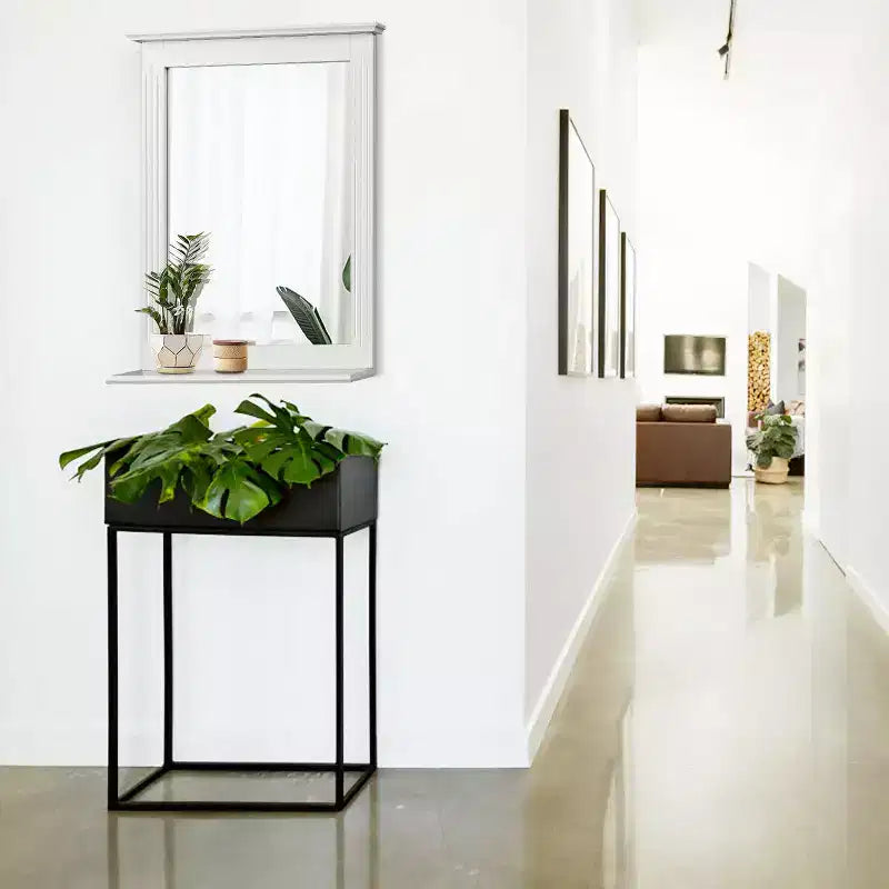 Specchio da bagno a parete con mensola inferiore | Specchio da trucco quadrato per vanity