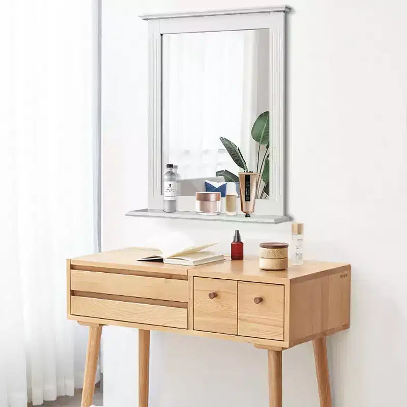 Specchio da bagno a parete con mensola inferiore | Specchio da trucco quadrato per vanity