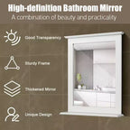 Specchio da bagno a parete con mensola inferiore | Specchio da trucco quadrato per vanity