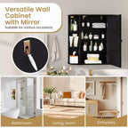 Mobiletto per medicinali da bagno multiuso a superficie di parete con specchio Grigio/Bianco/Nero/Marrone