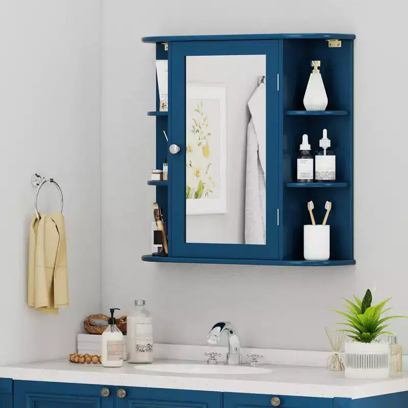 Mobiletto per medicinali da bagno multiuso a superficie di parete con specchio Grigio/Bianco/Nero/Marrone
