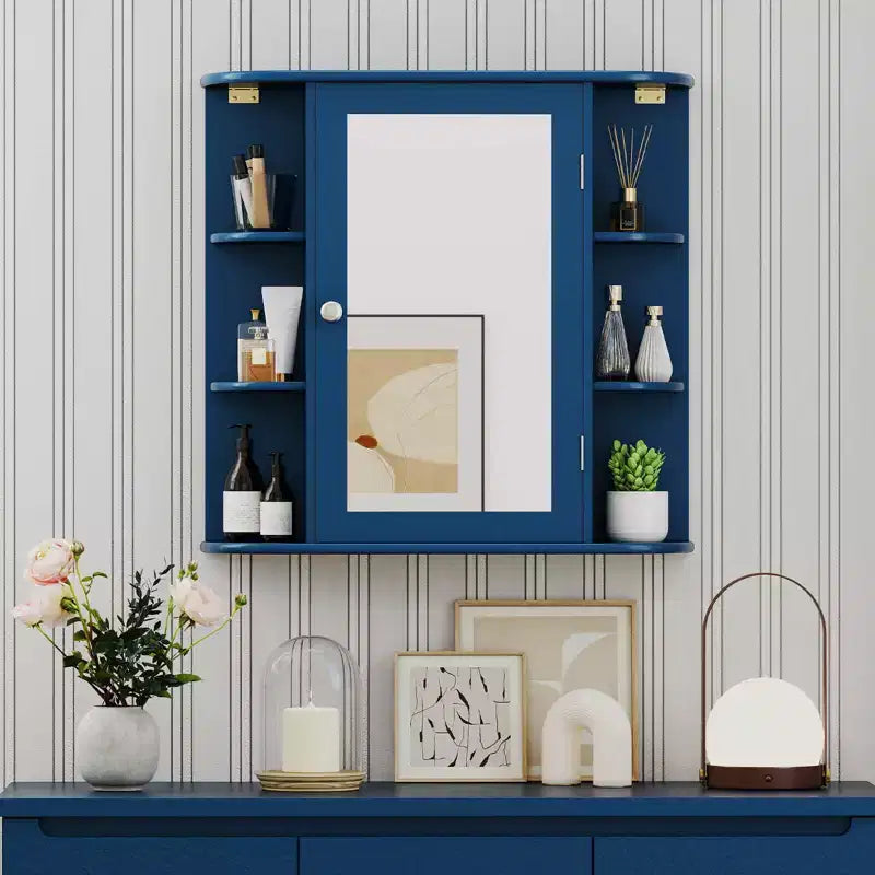 Mobiletto per medicinali da bagno multiuso a superficie di parete con specchio Grigio/Bianco/Nero/Marrone
