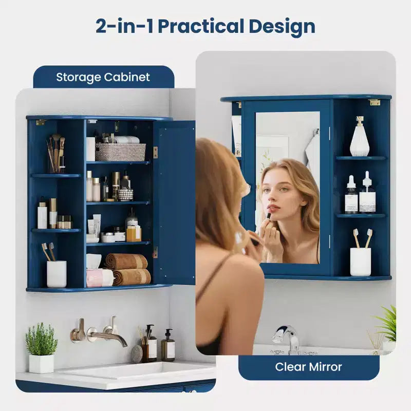 Mobiletto per medicinali da bagno multiuso a superficie di parete con specchio Grigio/Bianco/Nero/Marrone