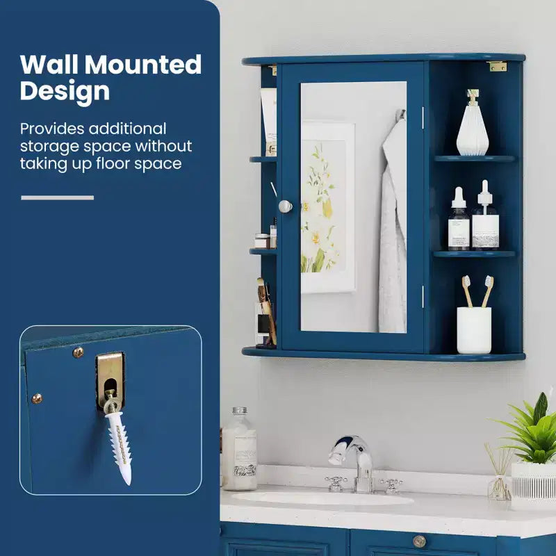Mobiletto per medicinali da bagno multiuso a superficie di parete con specchio Grigio/Bianco/Nero/Marrone