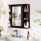 Mobiletto per medicinali da bagno multiuso a superficie di parete con specchio Grigio/Bianco/Nero/Marrone