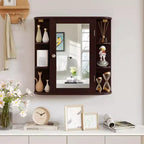 Mobiletto per medicinali da bagno multiuso a superficie di parete con specchio Grigio/Bianco/Nero/Marrone