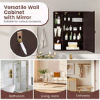 Mobiletto per medicinali da bagno multiuso a superficie di parete con specchio Grigio/Bianco/Nero/Marrone