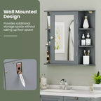 Mobiletto per medicinali da bagno multiuso a superficie di parete con specchio Grigio/Bianco/Nero/Marrone