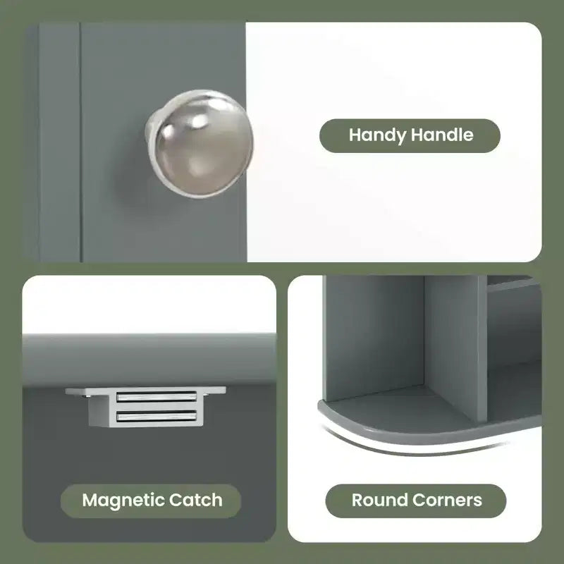 Mobiletto per medicinali da bagno multiuso a superficie di parete con specchio Grigio/Bianco/Nero/Marrone