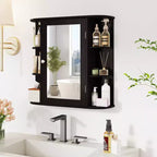 Mobiletto per medicinali da bagno multiuso a superficie di parete con specchio Grigio/Bianco/Nero/Marrone