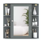 Mobiletto per medicinali da bagno multiuso a superficie di parete con specchio Grigio/Bianco/Nero/Marrone