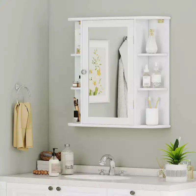 Mobiletto per medicinali da bagno multiuso a superficie di parete con specchio Grigio/Bianco/Nero/Marrone
