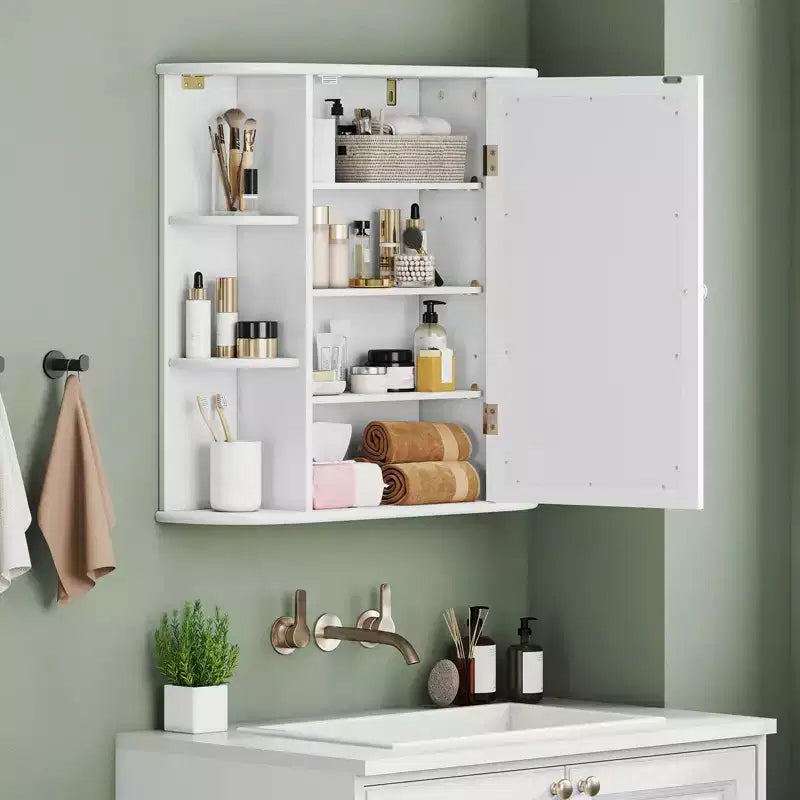 Mobiletto per medicinali da bagno multiuso a superficie di parete con specchio Grigio/Bianco/Nero/Marrone
