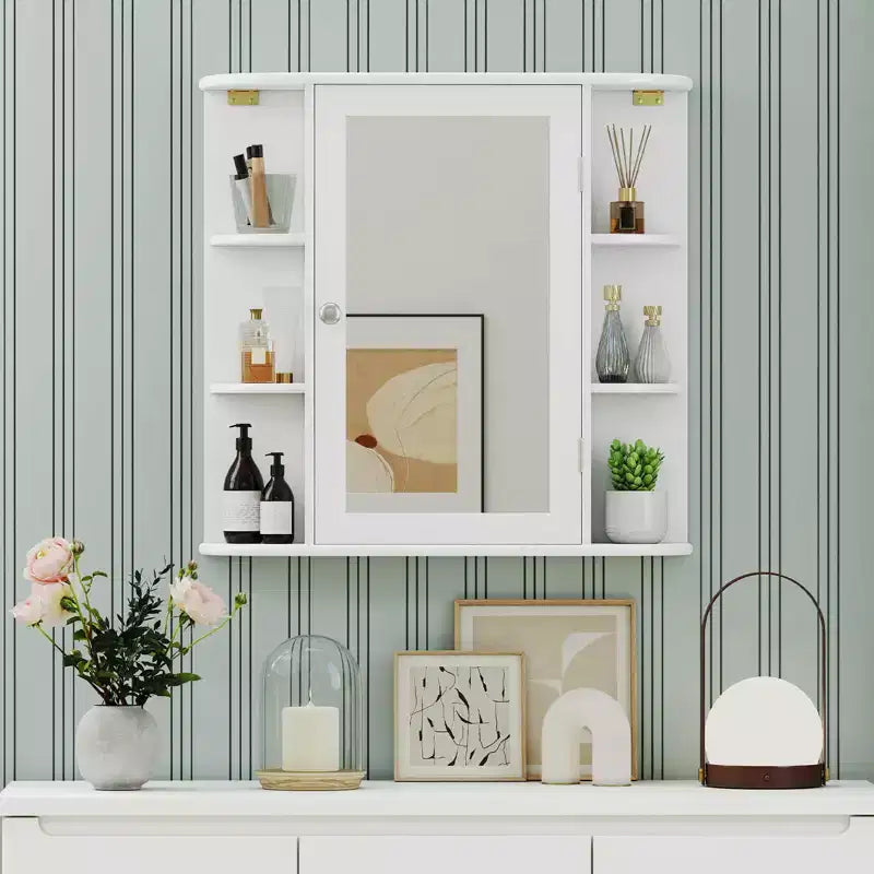 Mobiletto per medicinali da bagno multiuso a superficie di parete con specchio Grigio/Bianco/Nero/Marrone