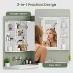 Mobiletto per medicinali da bagno multiuso a superficie di parete con specchio Grigio/Bianco/Nero/Marrone
