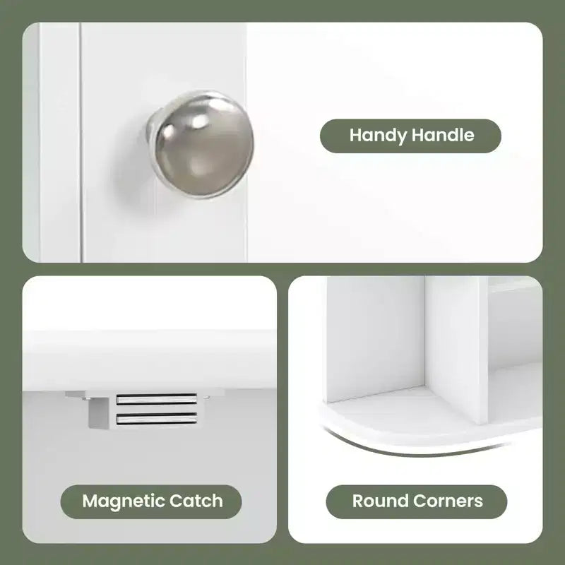 Mobiletto per medicinali da bagno multiuso a superficie di parete con specchio Grigio/Bianco/Nero/Marrone