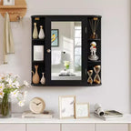 Mobiletto per medicinali da bagno multiuso a superficie di parete con specchio Grigio/Bianco/Nero/Marrone