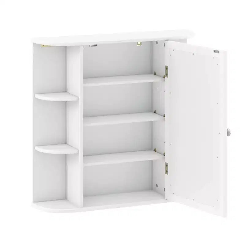 Mobiletto per medicinali da bagno multiuso a superficie di parete con specchio Grigio/Bianco/Nero/Marrone
