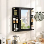 Mobiletto per medicinali da bagno multiuso a superficie di parete con specchio Grigio/Bianco/Nero/Marrone