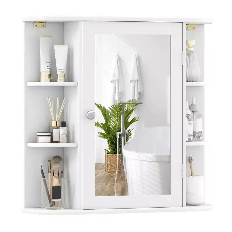 Mobiletto per medicinali da bagno multiuso a superficie di parete con specchio Grigio/Bianco/Nero/Marrone