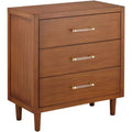 55 Downing Street Ollie 32 Wide Brushed Teak 3-Drawer Cabinet with Crystal Handles