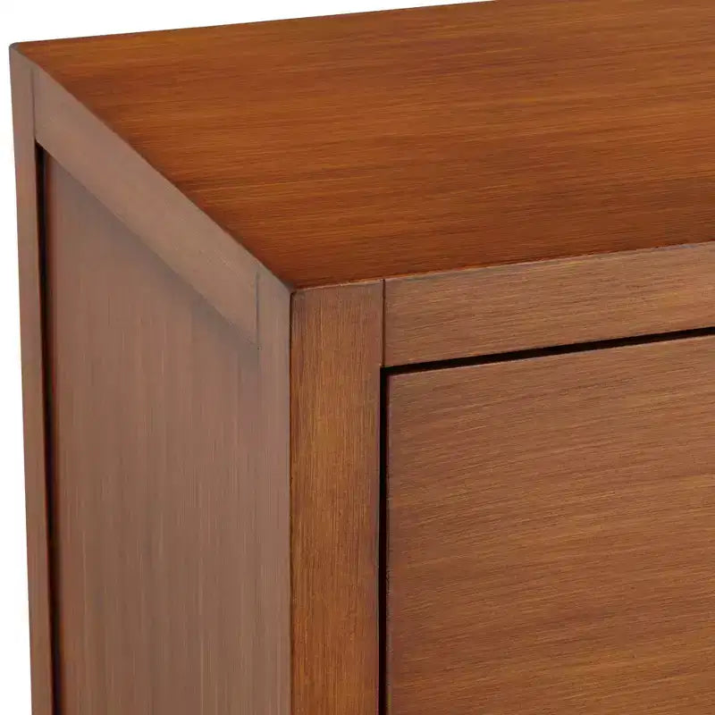 Cassettiera a 3 cassetti larga 81 cm in teak spazzolato con maniglie in cristallo | Gambe in legno massello