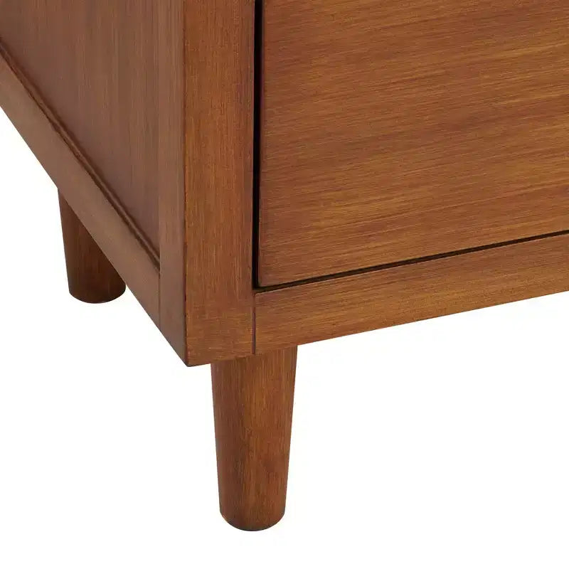 Cassettiera a 3 cassetti larga 81 cm in teak spazzolato con maniglie in cristallo | Gambe in legno massello