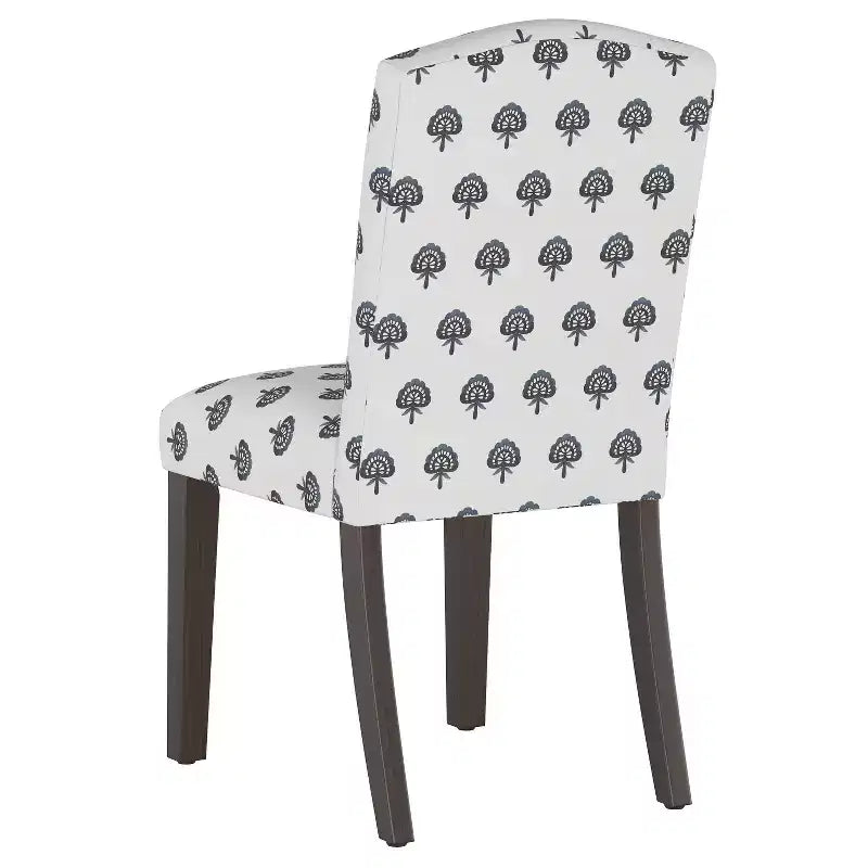 Sedia da pranzo imbottita Camel Back | Schienale alto in cotone e legno di Hevea