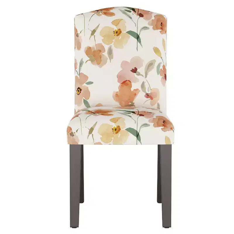 Sedia da pranzo imbottita Camel Back | Schienale alto in cotone e legno di Hevea