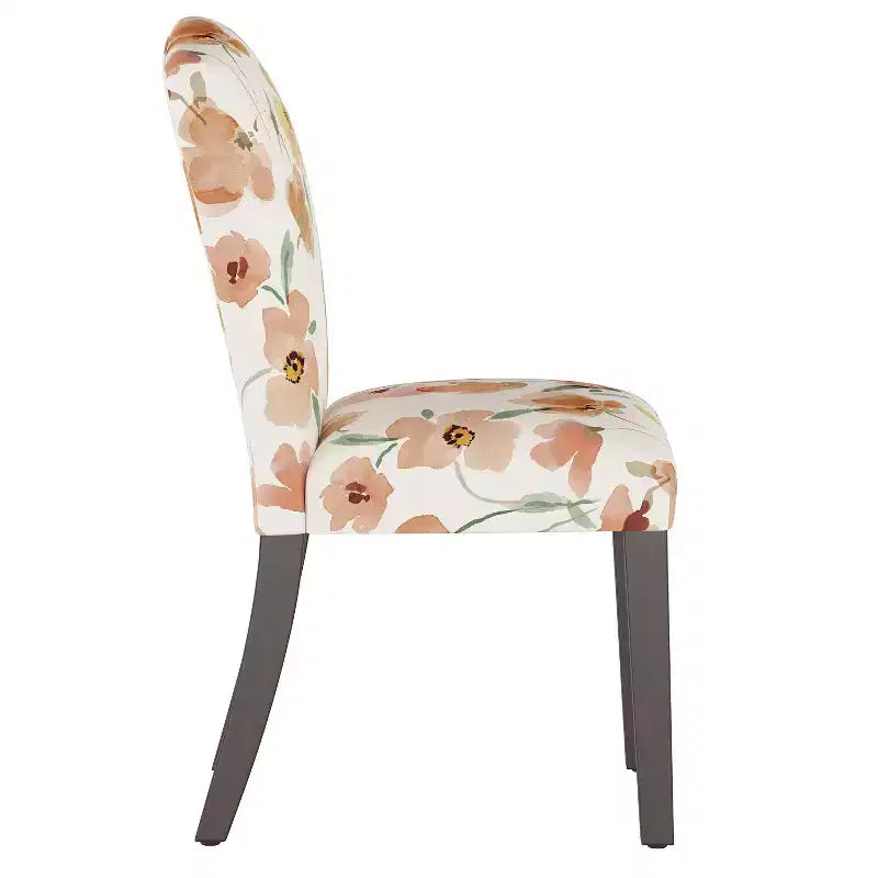 Sedia da pranzo imbottita Camel Back | Schienale alto in cotone e legno di Hevea