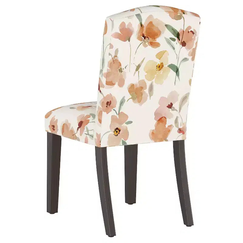 Sedia da pranzo imbottita Camel Back | Schienale alto in cotone e legno di Hevea