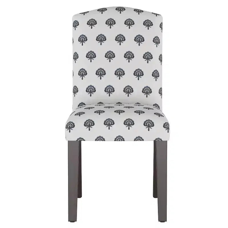 Sedia da pranzo imbottita Camel Back | Schienale alto in cotone e legno di Hevea