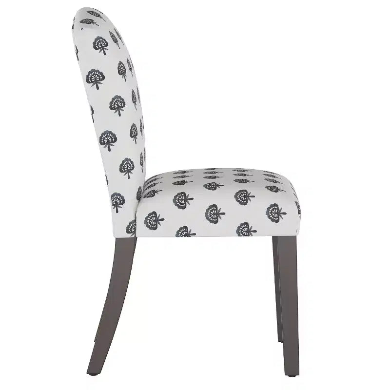 Sedia da pranzo imbottita Camel Back | Schienale alto in cotone e legno di Hevea