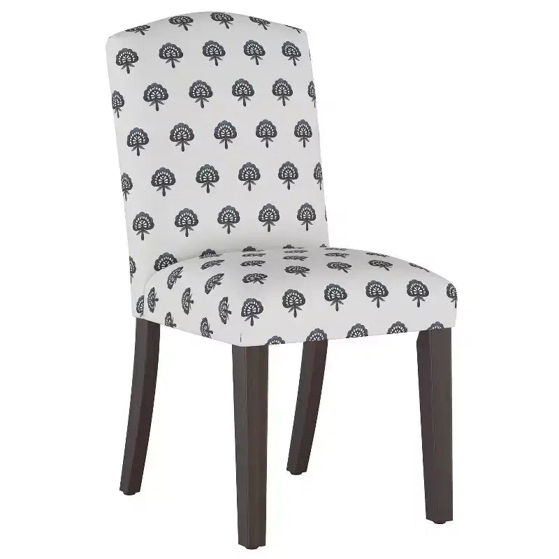 Sedia da pranzo imbottita Camel Back | Schienale alto in cotone e legno di Hevea