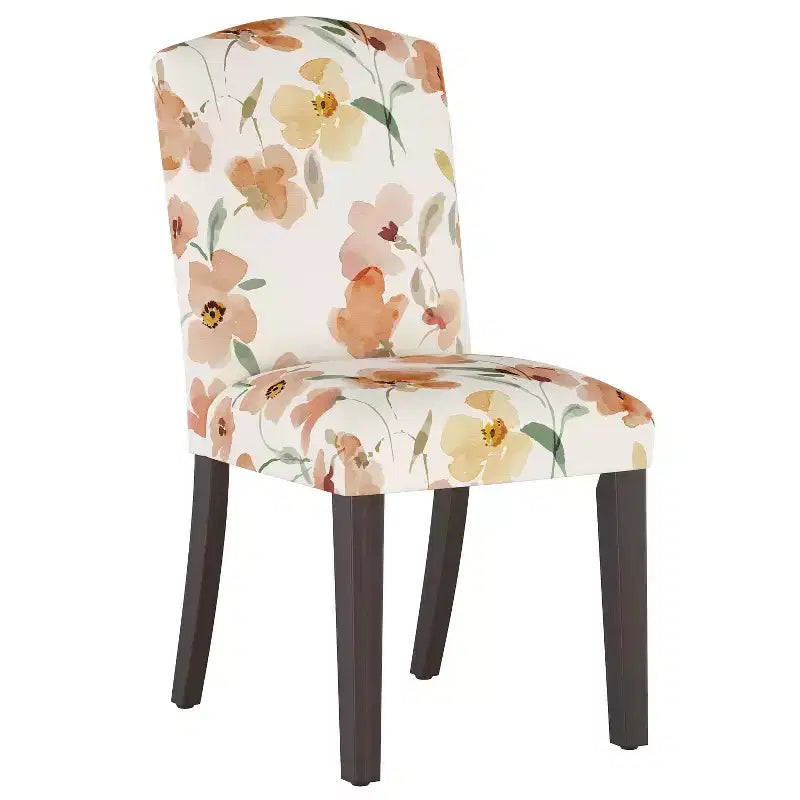 Sedia da pranzo imbottita Camel Back | Schienale alto in cotone e legno di Hevea