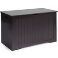 Costway Wooden Toy Box Kids Storage Chest Bench W/ Flip-Top Lid & Safety Hinge White\Brown