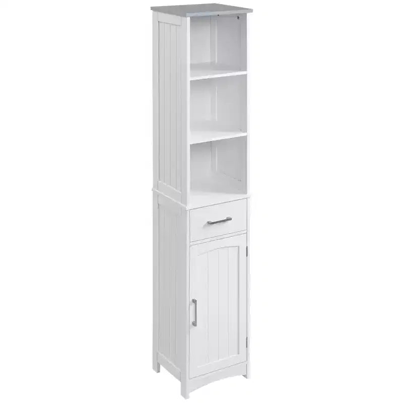 Mobile bagno autoportante alto 162 cm | Scaffale a 3 ripiani, cassetto e armadietto
